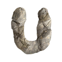 Rock letter U - Capital 3d boulder font - suitable for nature, ecology or environment related subjects