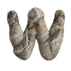Rock letter W - Capital 3d boulder font - suitable for nature, ecology or environment related subjects
