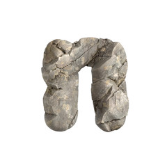 Rock letter N - Small 3d boulder font - Suitable for nature, ecology or environment related subjects