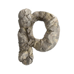 Rock letter P - Lowercase 3d boulder font - Suitable for nature, ecology or environment related subjects