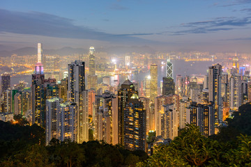 Hong Kong Cityscape at Sunset, China