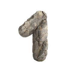 Rock number 1 -  3d boulder digit - Suitable for nature, ecology or environment related subjects