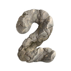 Rock number 2 -  3d boulder digit - Suitable for nature, ecology or environment related subjects