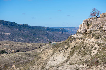 Path through the mountain next to the town of Morella