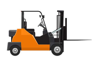 Forklift mock up side view. Solid and flat color design. Rasterized copy