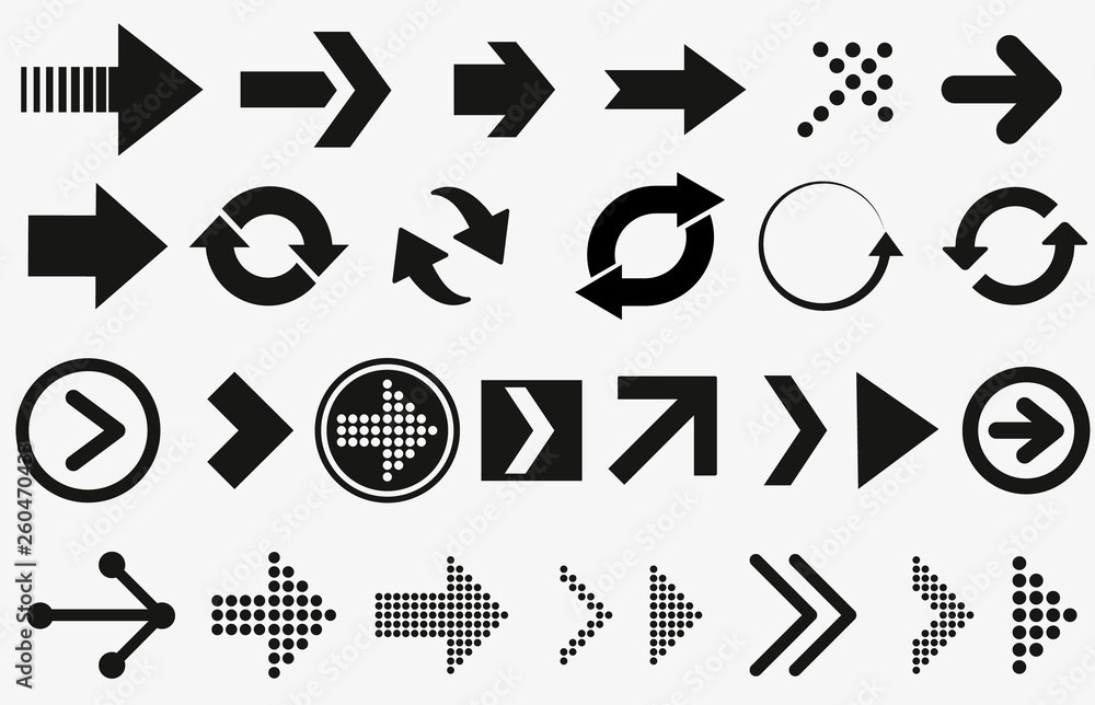 Aufkleber set of black vector arrows. arrow icon. arrow vector icon. arrow. arrows vector collection