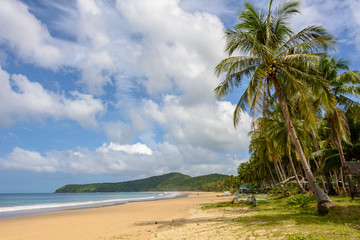 Fototapeta na wymiar Philippines beach. Sandy Nacpan Beach on Palawan, El Nido Province