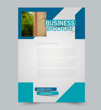 Blue flyer vector design template set. Business brochure. Annual report or magazine cover.