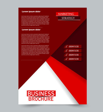 Red vector flyer template. Abstract brochure background design. Annual report prisoner. tatFor business, education, advertisement.
