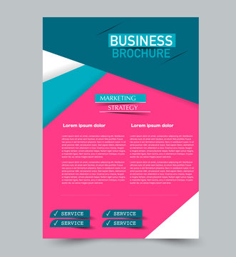Blue and pink vector flyer template. Abstract brochure background design. Annual report prisoner. tatFor business, education, advertisement.