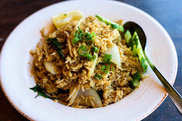 Thai fried rice with chicken and vegetables