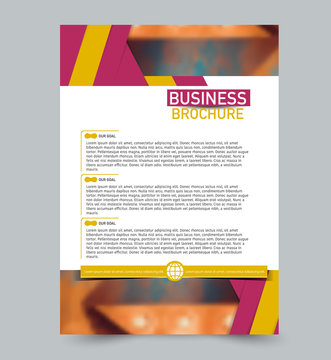 Pink and yellow vector flyer template. Abstract brochure background design. Annual report prisoner. tatFor business, education, advertisement.