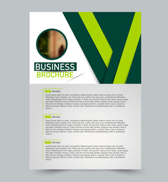 Green vector flyer template. Abstract brochure design. Annual report cover background. For business, education, advertisement. Editable illustration.