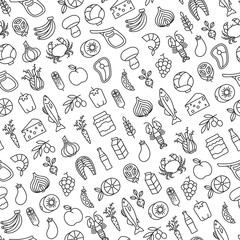 seamless pattern with healthy food icons