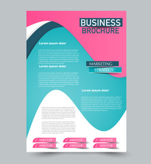 Blue and pink vector flyer template. Abstract brochure design. Annual report cover background. For business, education, advertisement. Editable illustration.