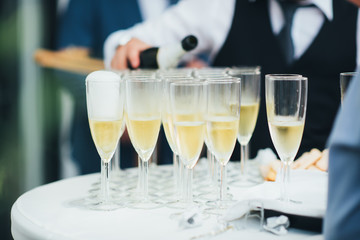 glasses of champagne on table