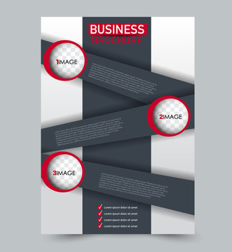 Red vector flyer template. Abstract brochure design. Annual report cover background. For business, education, advertisement. Editable illustration.