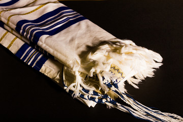 A folded tallit, a jewish prayer shawl