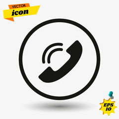 Handset with waves, icon, symbol. Vector illustration. EPS 10