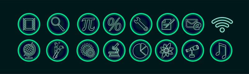 Set of neon vector icons.