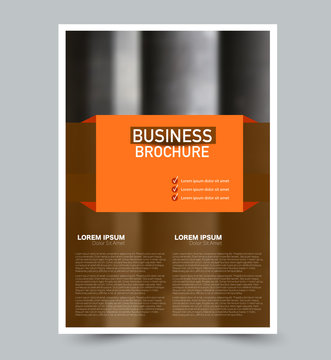 Orange vector flyer template. Abstract brochure design. Annual report cover background. For business, education, advertisement. Editable illustration.