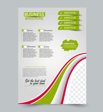 Green and pink vector flyer template. Abstract brochure design. Annual report cover background. For business, education, advertisement. Editable illustration.