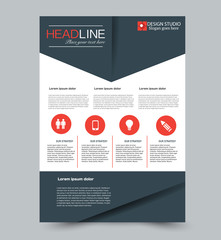 Orange and grey vector flyer template. Abstract brochure design. Annual report cover background. For business, education, advertisement. Editable illustration.
