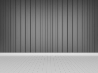 black wood wall with white wood floor ,3d rendering  empty room
