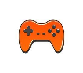 Gamepad vector icon. Red joystick on white background. Pop art style