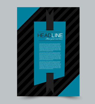 Blue flyer template. Abstract brochure design. Annual report cover background. For business, education, advertisement. Editable vector illustration.