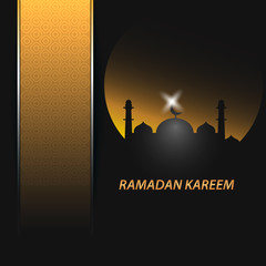 Minimal modern luxury Ramadan Kareem greeting post card and template banner