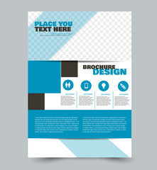 Flyer template. Abstract brochure design. Vector illustration. Blue color.