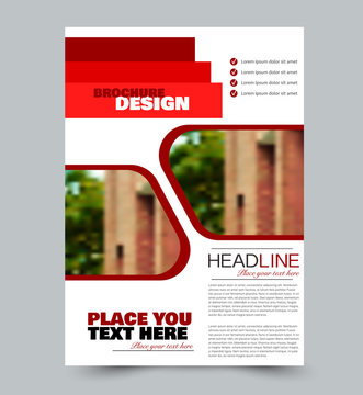 Flyer template. Abstract brochure design. Vector illustration. Red color.