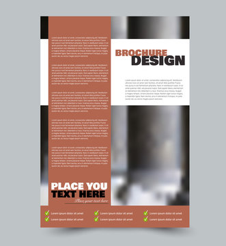 Flyer template design. Abstract brochure or anual report layout. Vector illustration. Brown color.
