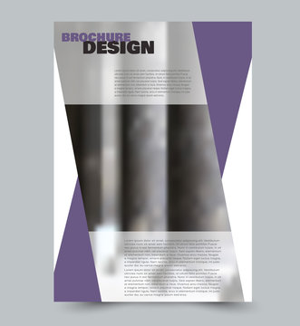 Flyer template design. Abstract brochure or anual report layout. Vector illustration. Purple color.