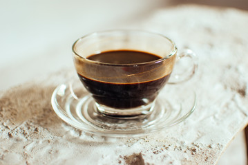 black and strong coffee