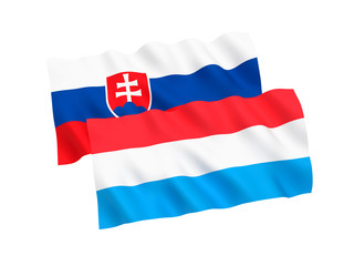 Flags of Slovakia and Luxembourg on a white background