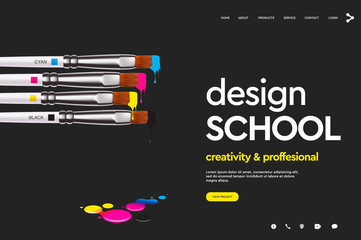 Web page design template for Design School, studio, course, class, education. Modern design vector illustration concept for website and mobile website development.