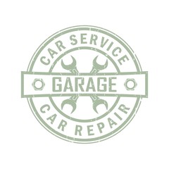 Color illustration in vintage style. Service and car repair logo