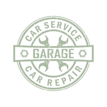 Color illustration in vintage style. Service and car repair logo