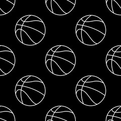 Obraz premium Basketball Ball Seamless Pattern Set. Sport background