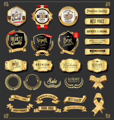 Retro vintage golden badges and labels collection