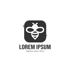 Bee logo template design. Minimalist bee logo with modern frame