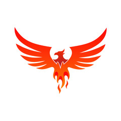 Phoenix With Fire Logo Vector