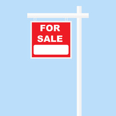 for sale sign red board white pillar