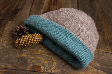 Knitted winter hat handmade.