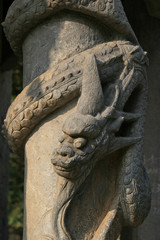 dragon around a pillar in a buddhist temple in north vietnam 