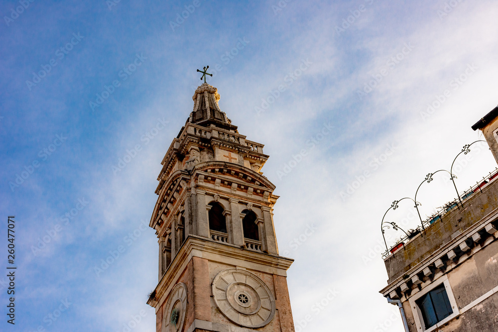 Wall mural italy, venice, facade of ancient church., detail