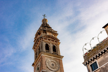 Fototapeta na wymiar Italy, Venice, facade of ancient church., detail