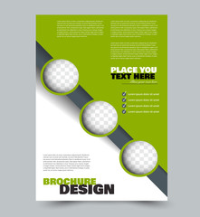 Green flyer design. Abstract brochure or annual report template. Vector illustration.